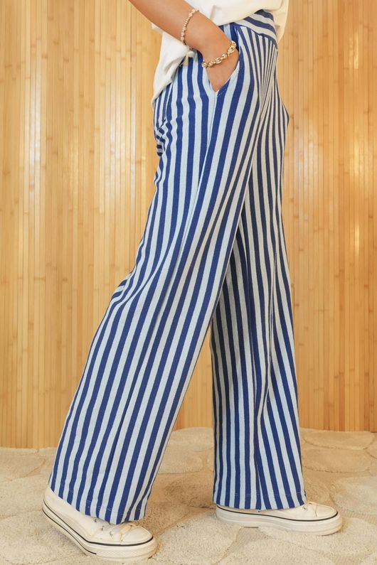 Shoreditch Stripe Lounge Flare Trouser Iceberg & Navy /5=